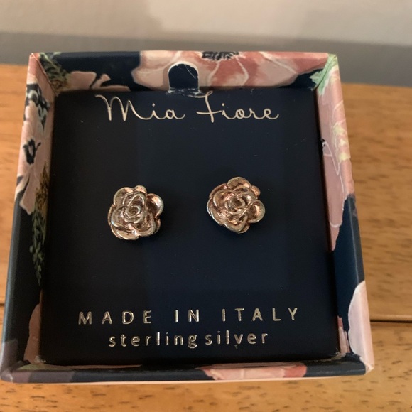 Mia Fiore Made in Italy Gold Over Sterling Silver Rose Earrings New - Picture 4 of 4